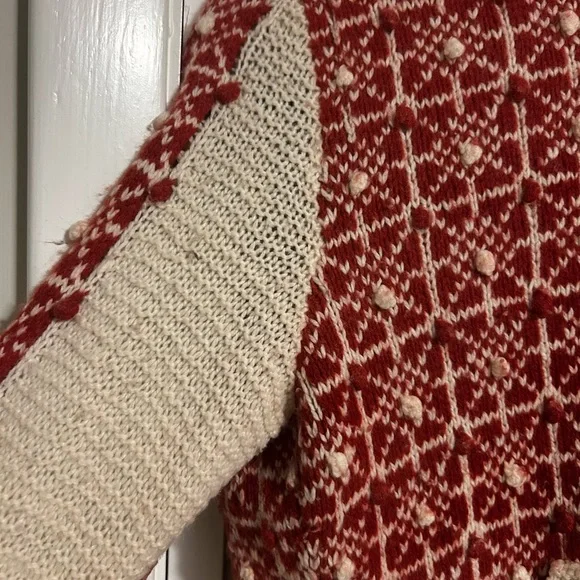 Sparrow Red and Cream Patterned Cardigan - Picture 5 of 7